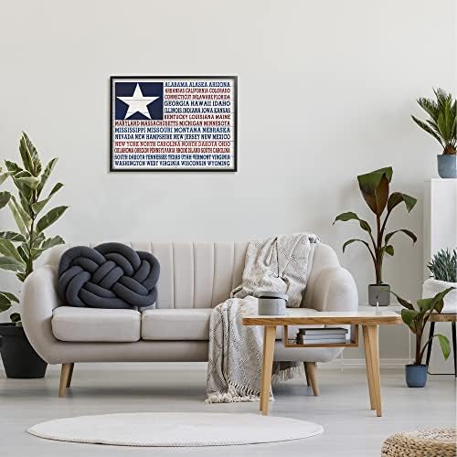 Така нареченият типографски знак Stupell Industries в САЩ със Звездна флага Патриоти, Включен в списъка на щата, Дизайн Джо Моултон