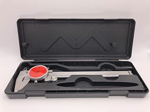 Штангенциркуль с циферблат 0-6 инча, удароустойчив измервателен инструмент от неръждаема стомана, червената