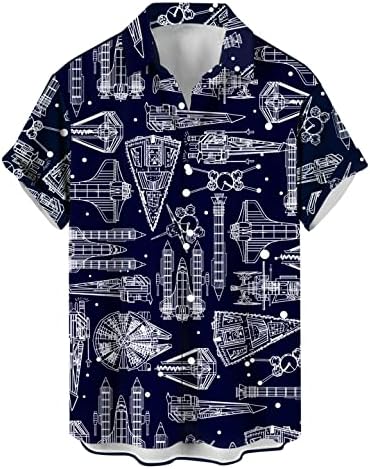 wihnsinop Мъжки Хавайска Риза за Боулинг, Риза на тема Хелоуин и Коледа, Ризи с Копчета с Къс/Дълъг ръкав, Нормално кацане