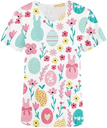 Топ Тениска за Жени с Къс Ръкав Vneck Цветен Графичен Офис Анатомический Търкане Kawaii Animal Бъни Costumes Top GI