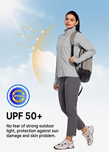 Дамски Солнцезащитная яке с качулка ChinFun UPF 50 + джоб С Дълъг Ръкав За Джогинг и Пешеходен Туризъм, Солнцезащитная Риза