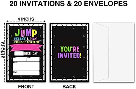 Покани за рожден Ден LeFohLon Jump, 20 Опаковки на Двустранните Покани Картички за рожден ден под формата на батут с конвертами, Аксесоари за детски партита - E26