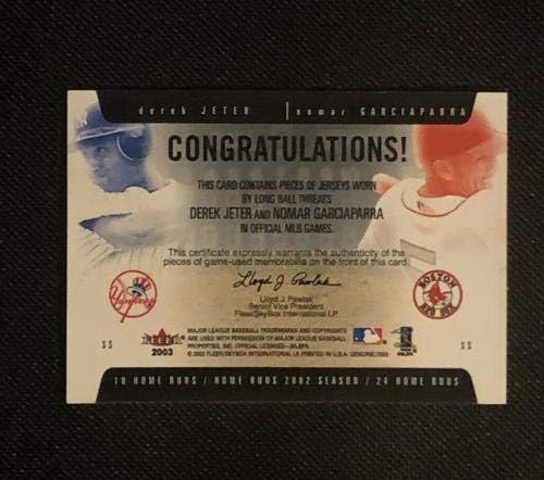 Дерек Джитър и Номар Гарсиапарра 2003 Fleer Автентични Игри Трикотаж Card - MLB Game Употребявани Трикотажни изделия