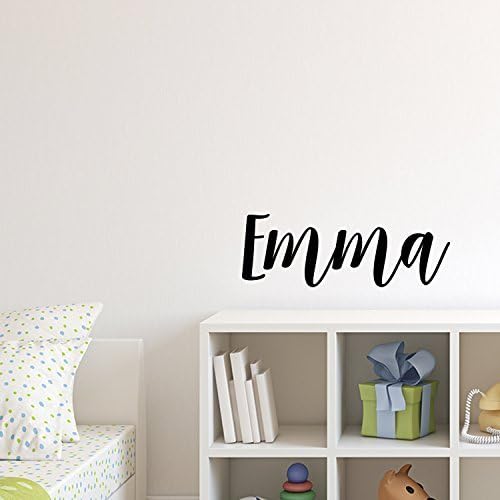 Vinyl стикер на стената с името момичета - 'Emma' Text Name - 12 x 26 - Винилови стикери за стена на спалня за