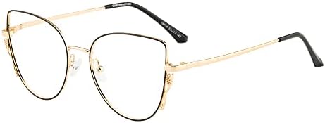 Очила GUDVUE Cat Eye Light Blue За жени, Със защита От отблясъци/UV400/Напрежение в очите, В Овална метална рамка