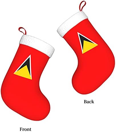 Сладки Коледни Чорапи с Флага на Сейнт Лусия, Украшения за Елхи, Коледни Чорапи за Коледа на Празнични партита, Подаръци