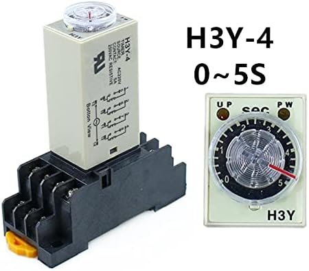 BHOLSA H3Y-4 Реле закъснение на включване 0-5S Таймер DPDT 14 контакти H3Y-4 DC12V DC24V AC110V AC220V (Размер: