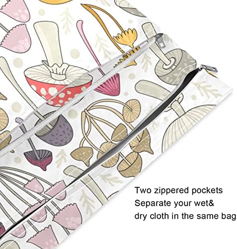 Kigai Цветни Гъбични Мокри и Сухи Чанти за Детски Филтър Непромокаеми Пелени за Многократна употреба Мокри чанти с