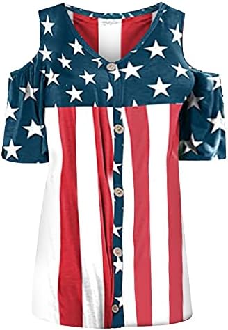 lcepcy Риза с открити рамене с Флага на сащ, на Женската Риза на 4 юли, Патриотическая Риза в Звездната Ивица,