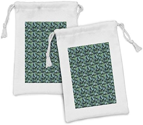 Комплект от 2 Чанти от тропическа тъкан Ambesonne, Екзотични листа Хавайски Насаждения, Малка Чанта на съвсем малък за