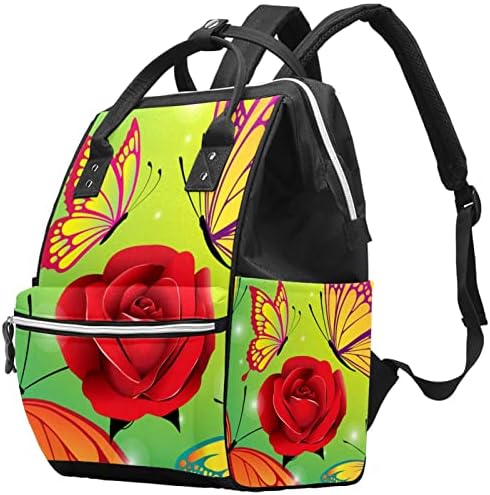 Красива Голяма Чанта за Пелени с цветя и Пеперуди, Раница, Чанта За смяна на Пелени, Многофункционална Чанта с Голям