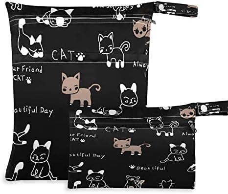 ZZXXB Cat Beautiful Day Водоустойчива Влажна Чанта за многократна употреба Текстилен Влажна Пелена Суха Чанта