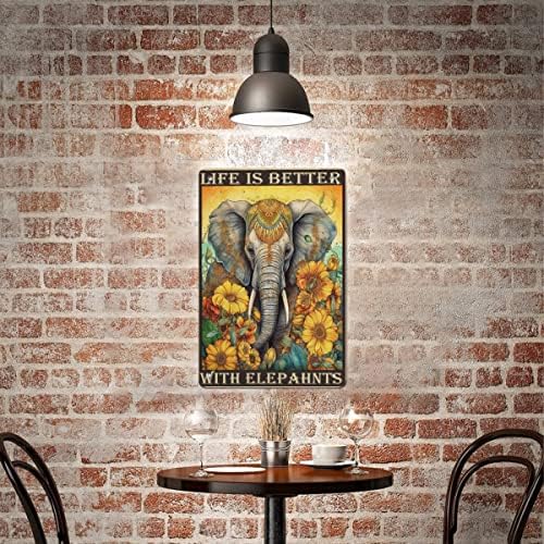 Daikokuten Живота по-добре Със Слонове Алуминиев Знак Метален Плакат на Стенно Изкуство за Украса на Стаята Кухня Бара