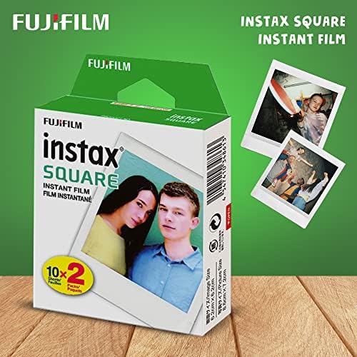 Комплект за принтер за смартфони FujiFilm Instax Square Линк (тъмно зелен) с Bluetooth 4.2, щампи за 12 секунди + филм Fujifilm