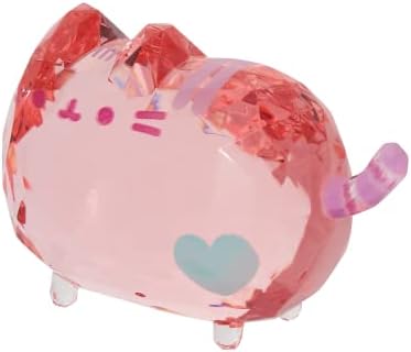 Статуетка на Котка Пушина Enesco Facets от сърце, 1,69 инча, Розово