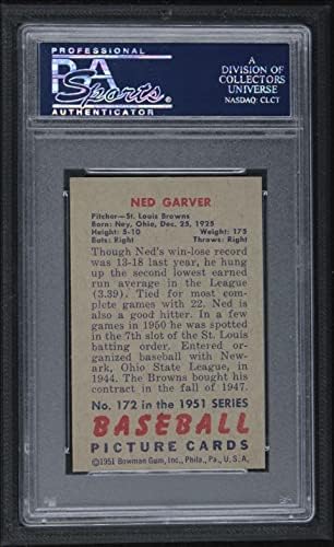 1951 Боуман 172 Нед Гарвер Сейнт Луис Кафяви (Бейзболна картичка) PSA PSA 8,00 Кафяви
