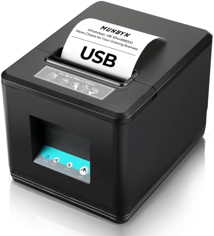 MUNBYN 80 мм USB принтер Проверка и бял касов кутия, 16 Тежкотоварни касов апарат за системи за търговски обекти (POS)