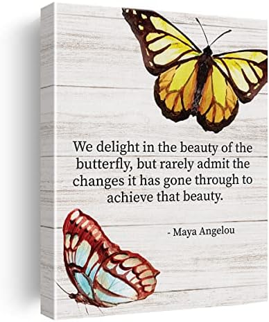 Вдъхновяващи Платно, монтиран на стената Артистичен Интериор, Плакат с Цитат Мая Angelou, Картина в Рамка, Селски Принт на Пеперуди,