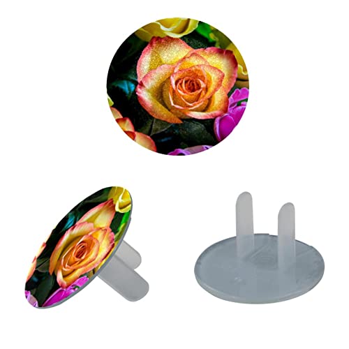 Цветни калъфи за контакти с розетки във формата на цветя и рози, 12 опаковки - Защитни капаци за контакти за