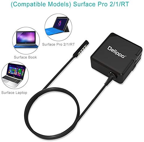 Зарядно устройство Delippo 12V 3.6 A за Microsoft Surface Pro1, Surface Pro 2 И Surface RT Surface 2 1512 1516 1536