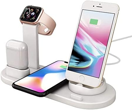 Безжична многофункционално зарядно устройство 4 в 1, съвместима с iPhone 13/12/11 (Pro, Pro Max) /XS/XR/XS/X/8, iWatch и Bluetooth-слушалки