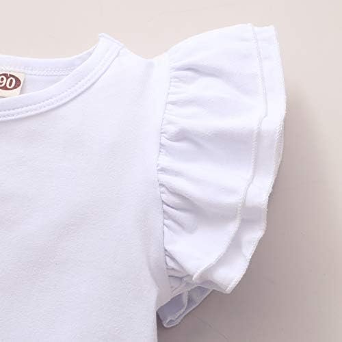 ZFZDRen/ Тениска за Момиченца, Однотонная Блуза, Топ С Къдри, Памучни Основни Тениски, Однотонная Риза