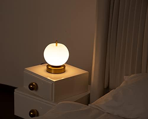Настолна лампа Ganroght със сензорен контрол Globe Златен цвят, Нощно Настолна лампа с 3-лентов регулиране на яркостта с метална основа, Бяла лампа Осигурява 360 ° Мека свет