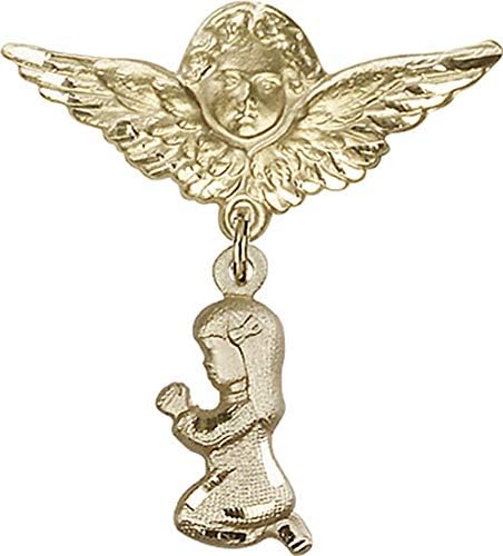 Иконата на детето Jewels Мания за очарованието на Молящейся момичета и икона на Ангел с крила | Икона Детето си от 14-каратово