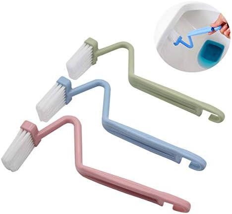 Mziart 8 Пластмасов Извита четка V-образен тип За почистване на Ъглов ръб на тоалетната чиния (син, зелен, червен,