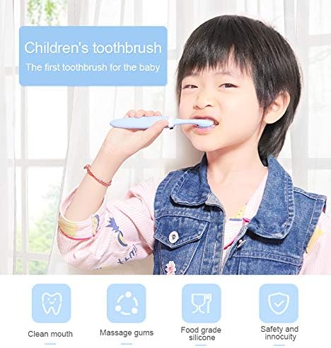 Силиконова четка за зъби Dupad story Kids, храна силикон, без бисфенол А/PVC /фталата, противоскользящий дизайн, много мека четина, за деца на възраст от 3 години (2 опаковки жъ