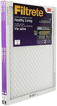 Filtrete 20x25x1, Въздушен филтър за печки ac, MPR 1500, Healthy Living Ultra Allergen, 2 опаковки (точните размери