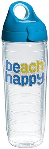 Изкуство, музика, Направено в САЩ, Чаша с двойни стени 30A Beach Happy, Запазва Напитките студени и топли, Бутилка за вода за 24 унции Contour