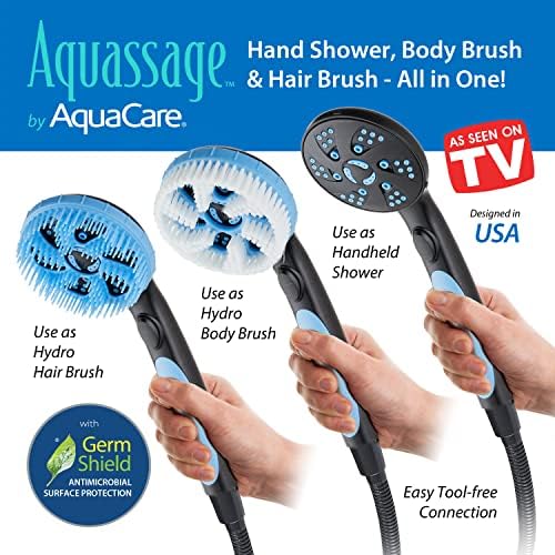 Аквассаж 5 в 1 от AquaCare - 76-режимная накрайник за душ с високо налягане, Комбиниран душ, ръчен душ, четка за тяло и четка