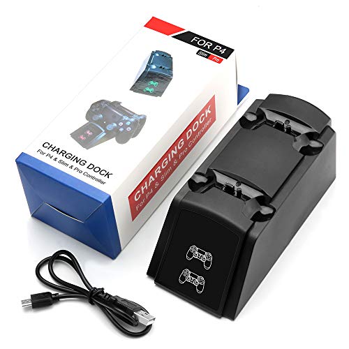 Зарядно устройство Rocketek контролера на PS4, Бързо зарядно устройство за Двойна докинг станция PS4, зарядно устройство Sony Playstation4 Dualshock контролера на PS4/PS4 slim/PS4 pro