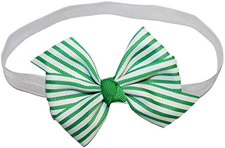 WD2U За Малки Момичета Зелени Райета Лък За Коса St Patricks Детската Еластична Превръзка На Главата