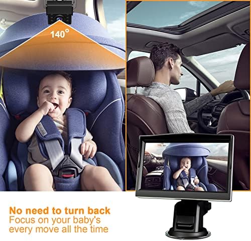 Wlitqukk Car Baby Camera 1080P - Огледало за детска седалка с 5-инчов камера, Автомобилна камера за детето, Помещение за сигурността