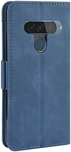 Калъф HualuBro LG G8S ThinQ, Магнитна Защита на Цялото тяло, устойчив на удари Кожен Калъф-портфейл с панти капак и отделение за карти, Държач за мобилен телефон LG G8S ThinQ (син)