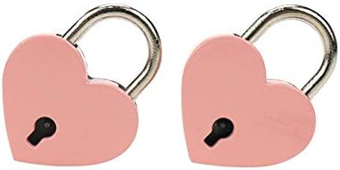 LC LICTOP Розово Малък Метален Замък във Формата на Сърце, Мини Заключване с Ключ за подарък Кутия За Бижута Кутия За Съхранение