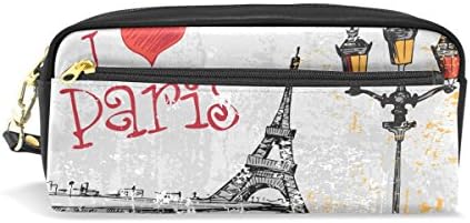 АЛАЗА АЗ Обичам Париж-Айфеловата Кула Франция Изкуствена Кожа Дръжка молив случай Калъф За Грим Козметична Пътна Училищна Чанта