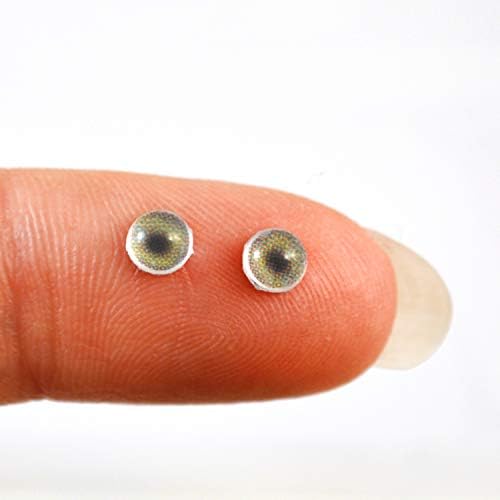 4 мм Малки Маслинено-Зелени Човешки Стъклени Очи Двойка Малки Кабошонов с Фиксирана Облегалка за Играчка Скулптура, Художествена