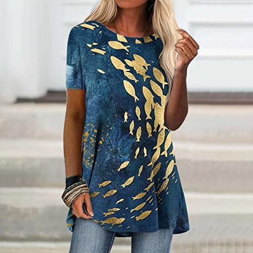 Блуза, Тениска за Жени Есенно Летни Дрехи Модни Памучен Тениска с Кръгло Деколте и Пеперудата G6 G6