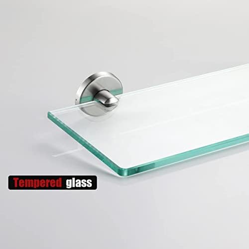 Стъклена етажерка за баня JQK, За съхранение на душата от закалено стъкло 12, 5 инча, Монтиране на стена с матово покритие от неръждаема стомана 304, TGS101L12-BN