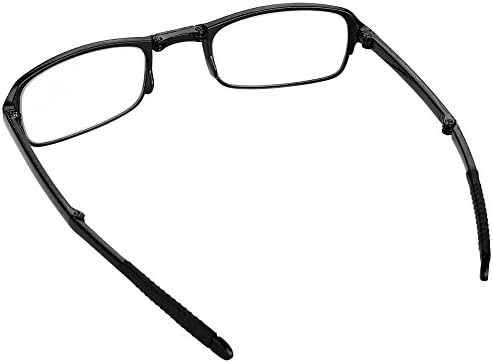 Сгъваеми Очила за четене, Леки Професионални Сгъваеми Очила за Далекогледство за Мъже и Жени, Черен Найлонов Калъф с цип (2.5)