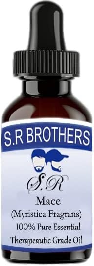 S. R Brothers MACE (Myristica Fragrans) Чисто и Натурално Етерично масло Терапевтичен клас с Капкомер 50 мл