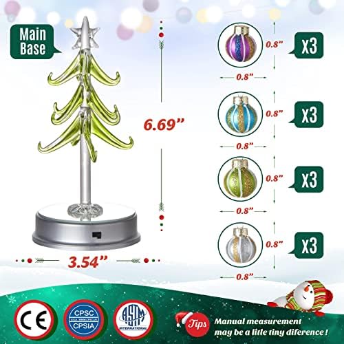 Коледно Дърво HappySpot с подсветка от Стъкло и 12 Лъскави Шариковыми Декорации, Светещи в Тъмното, Коледно Дърво за Коледна