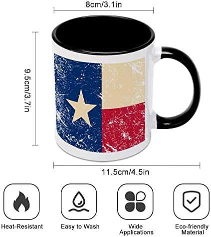 Флаг на щата Тексас Керамична Чаша Creative Black Вътрешна Кафеена Чаша Със Здрава Дръжка Чаши Уникални Подаръци