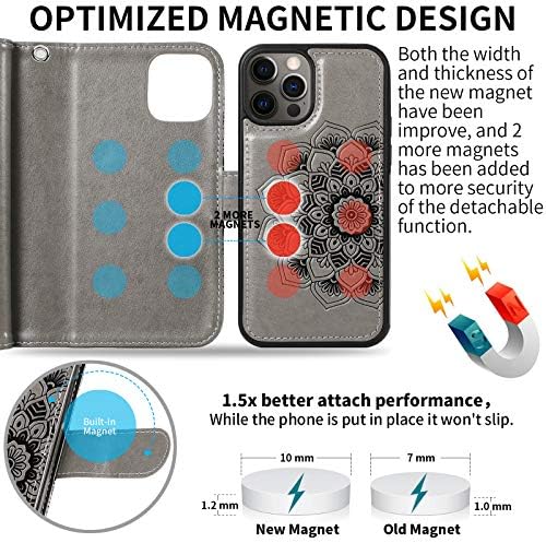 Чанта-портфейл CASEOWL, съвместим с iPhone 12 Pro Max, една Чанта-портфейл с магнитна правене на 2 в 1, Кожен Флип-чантата