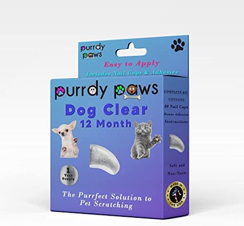 Purrdy Paws 1 Година Доставя Меки Шапки за нокти за Кучешки Нокти Clear X-Small
