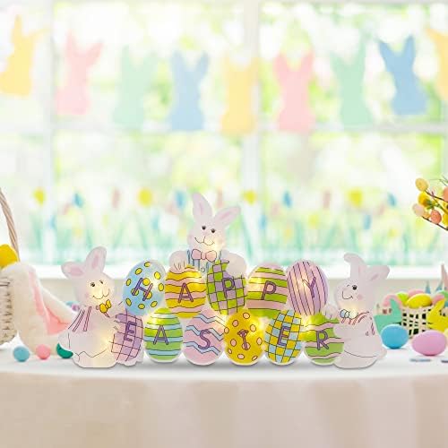Дограма Светлини за Великденски украси Prsildan, 12 led светлини със Заек и яйца, Прозорец Силует, Подвесное