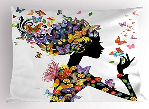 Имитация на възглавници с пеперуди Ambesonne, Модни Цветове За момичета, Декоративен Разпечатки във формата на Листа, на Природата и горските Животни, Декоративна Калъ?